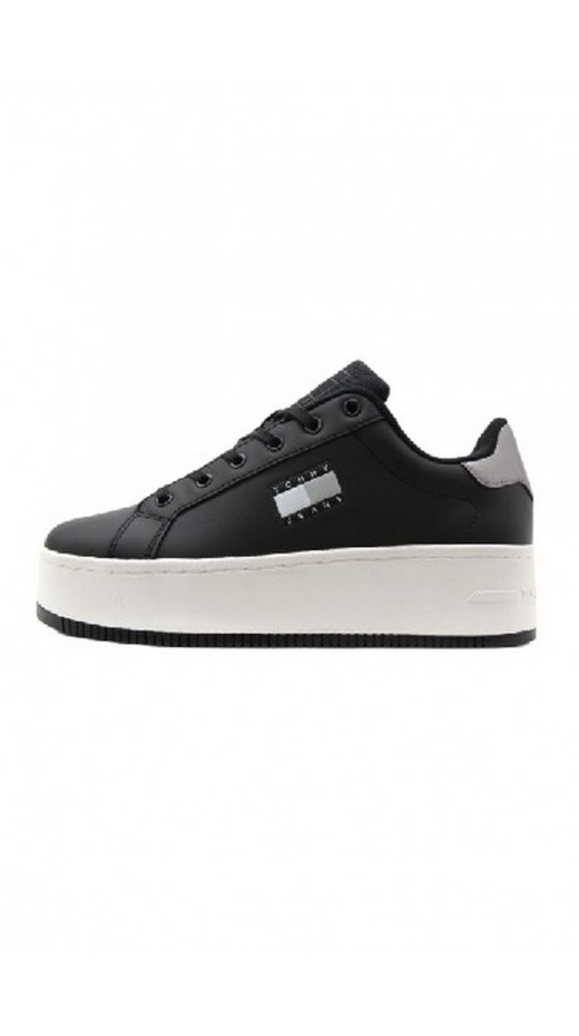 TOMMY HILFIGER TJW FLATFORM SNEAKER METALLIC ΠΑΠΟΥΤΣΙ ΓΥΝΑΙΚΕΙΟ BLACK/WHITE