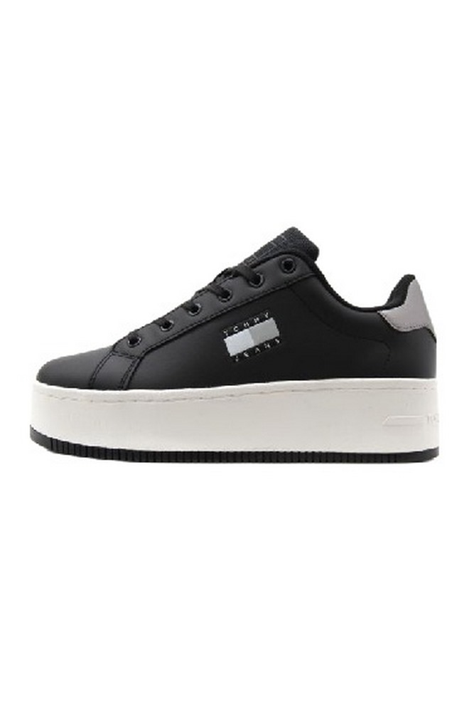 TOMMY HILFIGER TJW FLATFORM SNEAKER METALLIC ΠΑΠΟΥΤΣΙ ΓΥΝΑΙΚΕΙΟ BLACK/WHITE