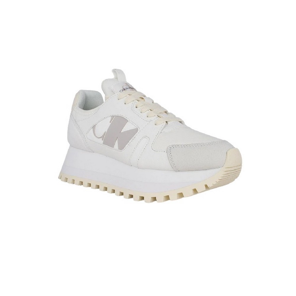 CALVIN KLEIN JEANS RUNNER LOW LACEUP MIX NBS ΠΑΟΥΤΣΙ ΓΥΝΑΙΚΕΙΟ BRIGHT WHITE