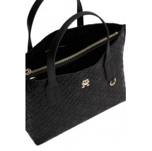 TOMMY HILFIGER DISTINCT SMALL TOTE MONO ΤΣΑΝΤΑ ΓΥΝΑΙΚΕΙΑ BLACK