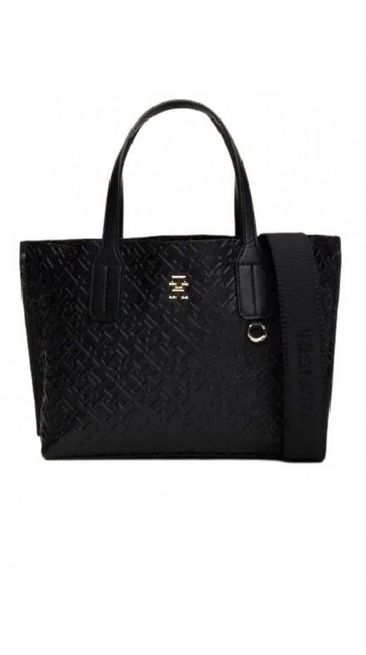 TOMMY HILFIGER DISTINCT SMALL TOTE MONO ΤΣΑΝΤΑ ΓΥΝΑΙΚΕΙΑ BLACK