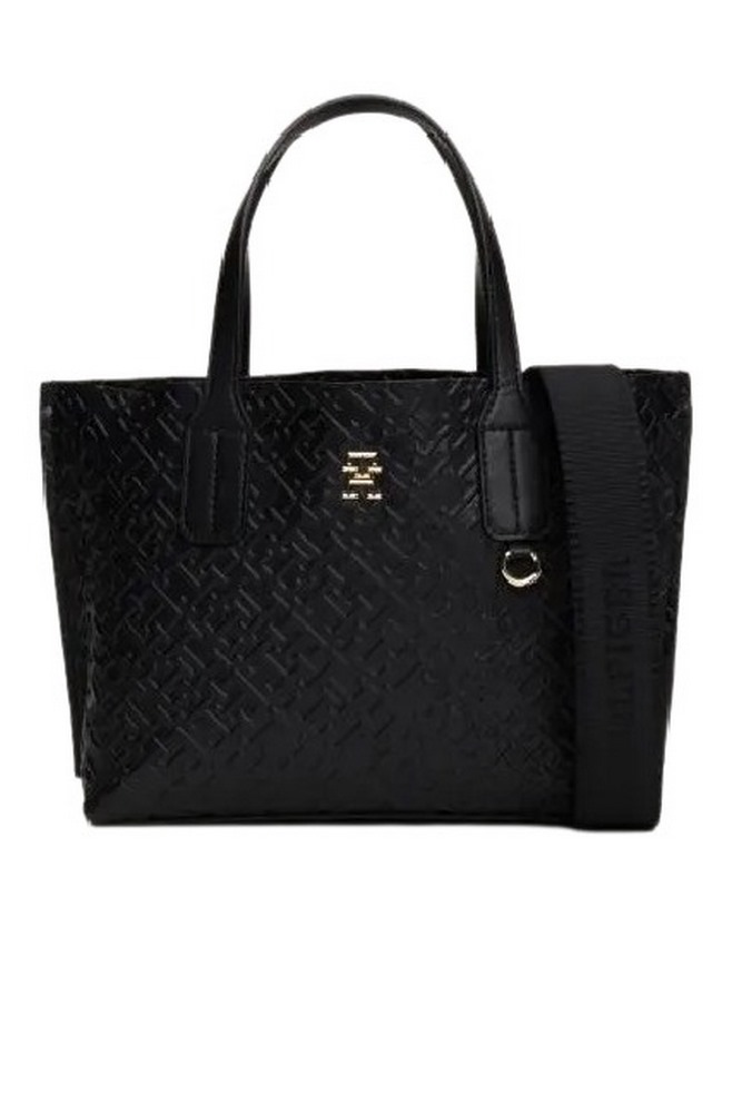 TOMMY HILFIGER DISTINCT SMALL TOTE MONO ΤΣΑΝΤΑ ΓΥΝΑΙΚΕΙΑ BLACK