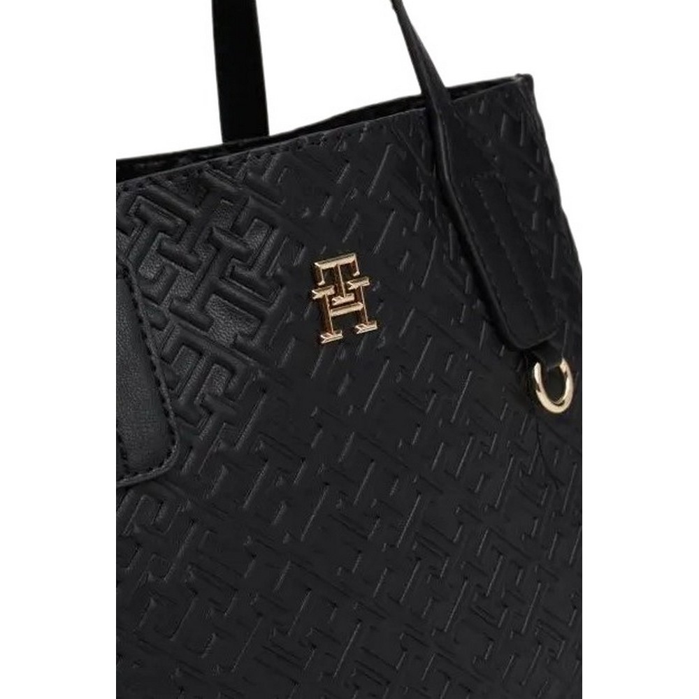 TOMMY HILFIGER DISTINCT SMALL TOTE MONO ΤΣΑΝΤΑ ΓΥΝΑΙΚΕΙΑ BLACK