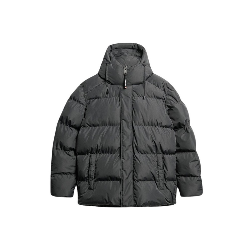 SUPERDRY D2 SDCD HOODED 5 BAFFLE SPORTS PUFFER ΜΠΟΥΦΑΝ ΑΝΔΡΙΚΟ EBONY