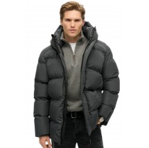 SUPERDRY D2 SDCD HOODED 5 BAFFLE SPORTS PUFFER ΜΠΟΥΦΑΝ ΑΝΔΡΙΚΟ EBONY