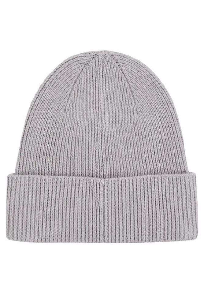 CALVIN KLEIN COTTON/WOOL FINE RIB BEANIE ΣΚΟΥΦΟΣ ΑΝΔΡΙΚΟΣ GREY