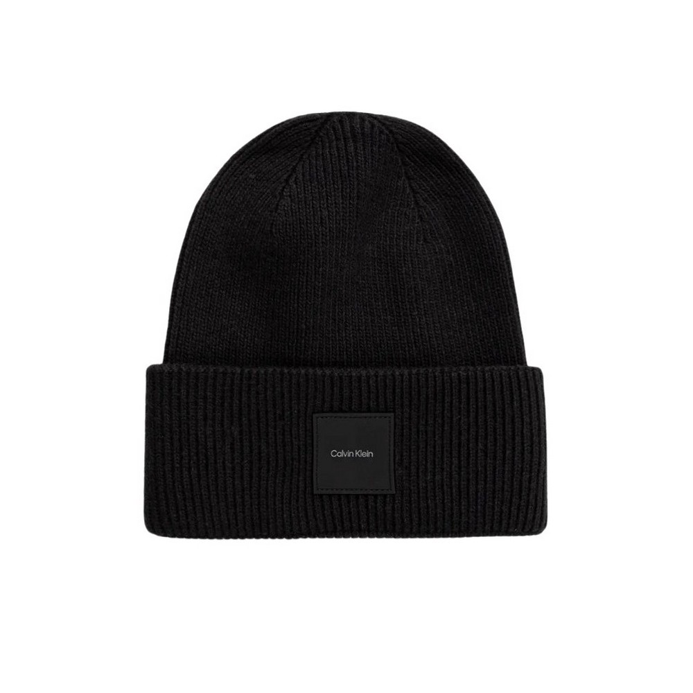 CALVIN KLEIN COTTON/WOOL FINE RIB BEANIE ΣΚΟΥΦΟΣ ΑΝΔΡΙΚΟΣ BLACK