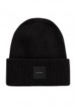 CALVIN KLEIN COTTON/WOOL FINE RIB BEANIE ΣΚΟΥΦΟΣ ΑΝΔΡΙΚΟΣ BLACK