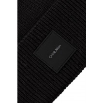 CALVIN KLEIN COTTON/WOOL FINE RIB BEANIE ΣΚΟΥΦΟΣ ΑΝΔΡΙΚΟΣ BLACK