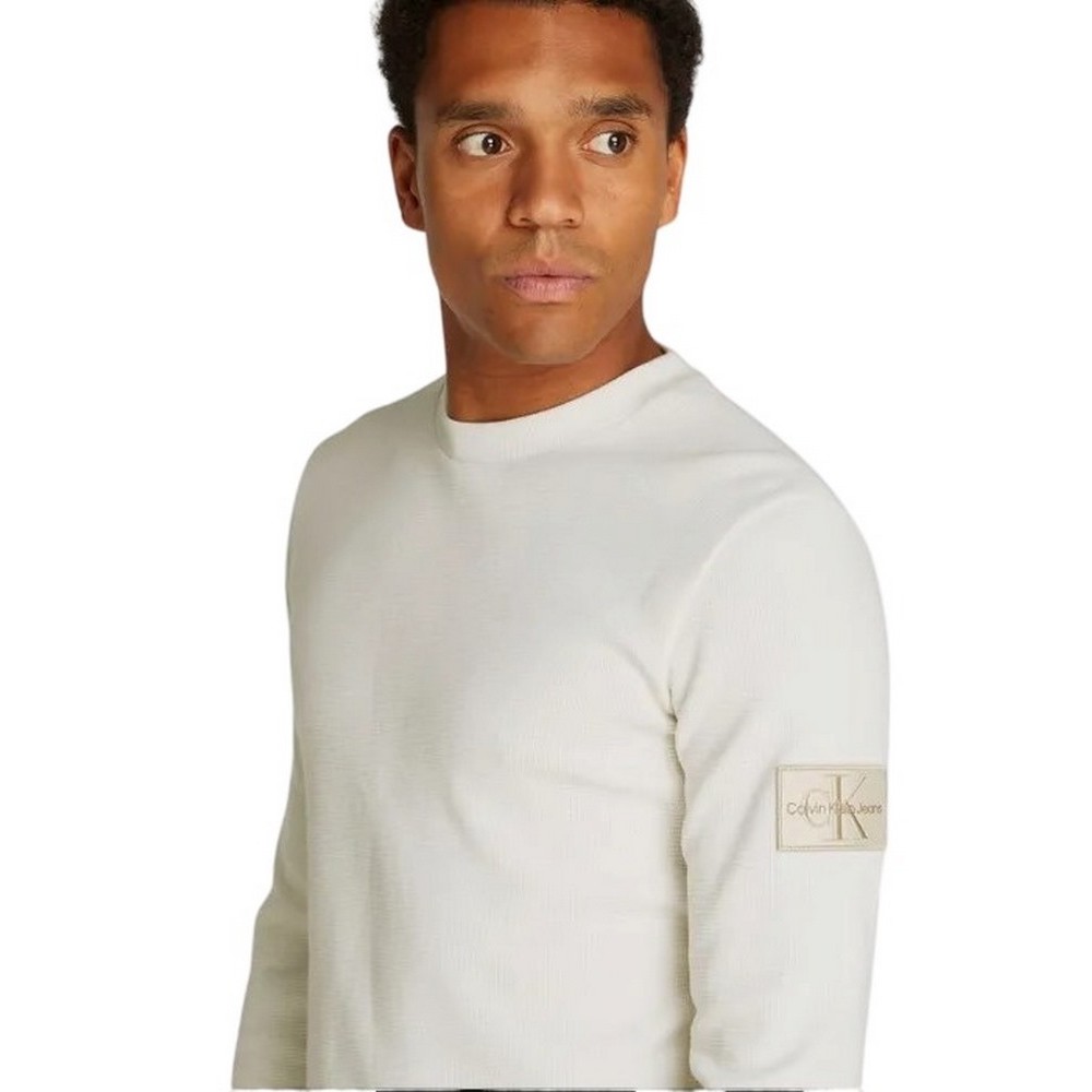 CALVIN KLEIN JEANS WAFFLE LS TEE ΜΠΛΟΥΖΑ ΑΝΔΡΙΚΗ IVORY