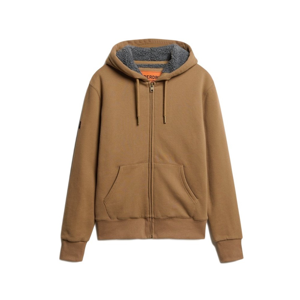 SUPERDRY D2 OVIN BORG LINED ZIPHOOD ΖΑΚΕΤΑ ΦΟΥΤΕΡ ΑΝΔΡΙΚΗ BROWN