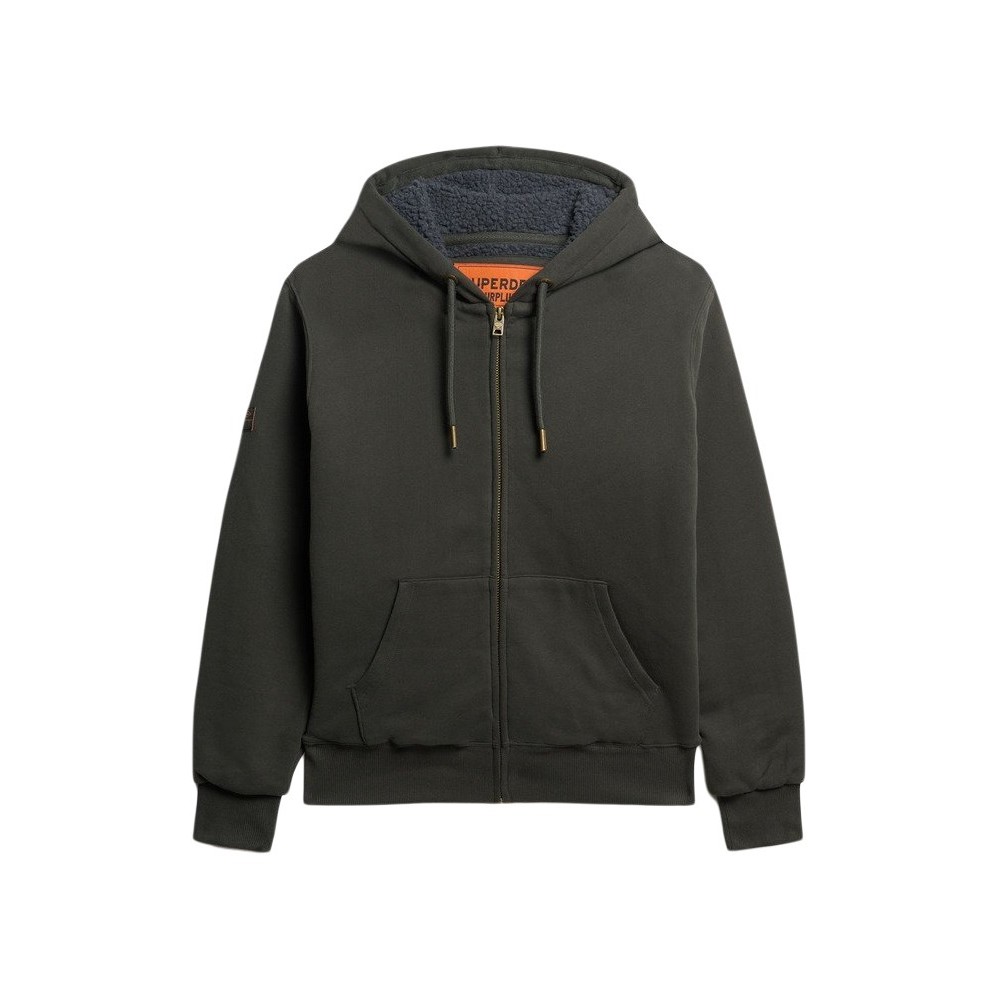 SUPERDRY D2 OVIN BORG LINED ZIPHOOD ΖΑΚΕΤΑ ΦΟΥΤΕΡ ΑΝΔΡΙΚΗ WASHED BLACK