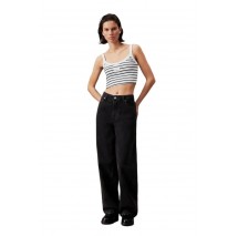 CALVIN KLEIN JEANS WOVEN LABEL RIB BRALETTE ΤΟΠ ΓΥΝΑΙΚΕΙΟ WHITE/BLACK