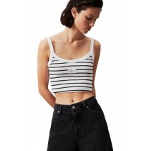 CALVIN KLEIN JEANS WOVEN LABEL RIB BRALETTE ΤΟΠ ΓΥΝΑΙΚΕΙΟ WHITE/BLACK