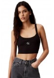 CALVIN KLEIN JEANS WOVEN LABEL RIB BRALETTE ΤΟΠ ΓΥΝΑΙΚΕΙΟ BLACK