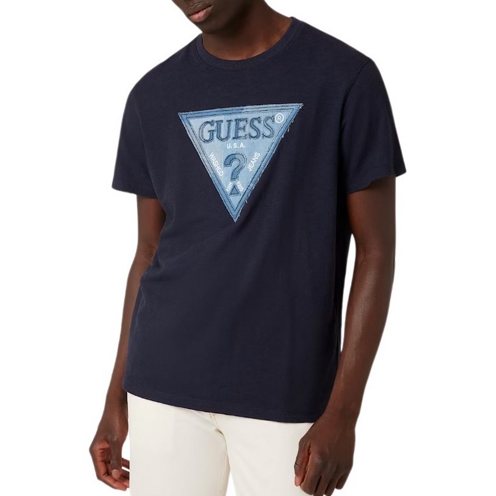 GUESS TRIANGLE PATCH T-SHIRT ΜΠΛΟΥΖΑ ΑΝΔΡΙΚΗ NAVY