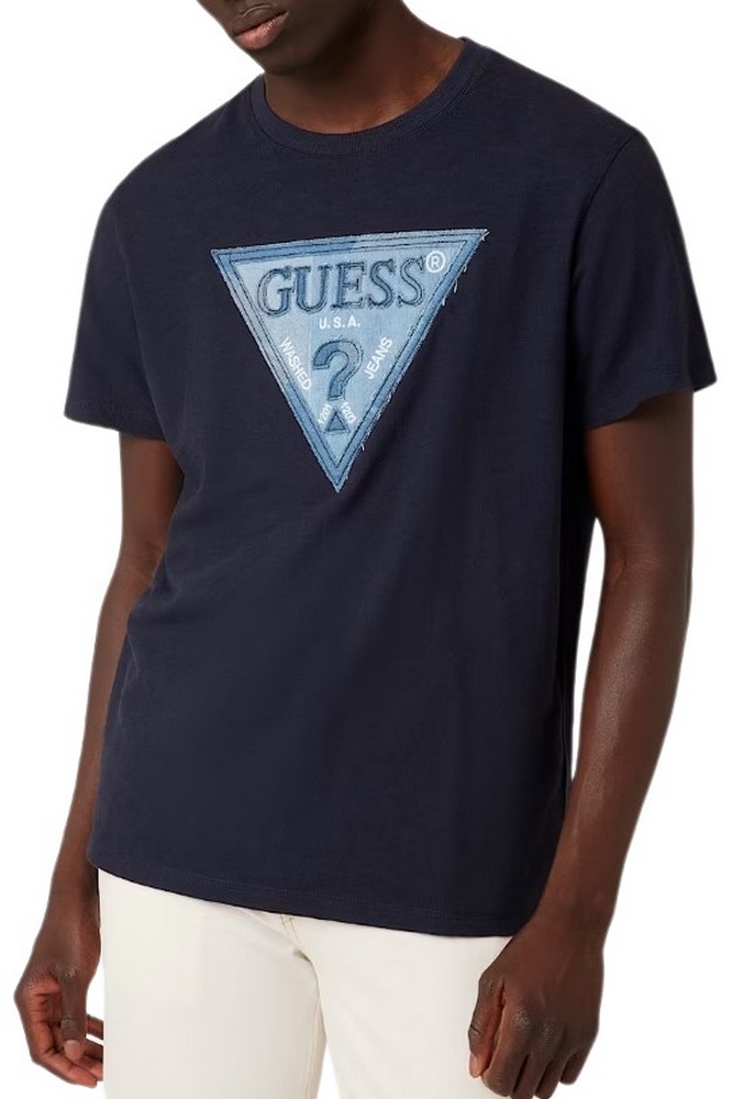 GUESS TRIANGLE PATCH T-SHIRT ΜΠΛΟΥΖΑ ΑΝΔΡΙΚΗ NAVY