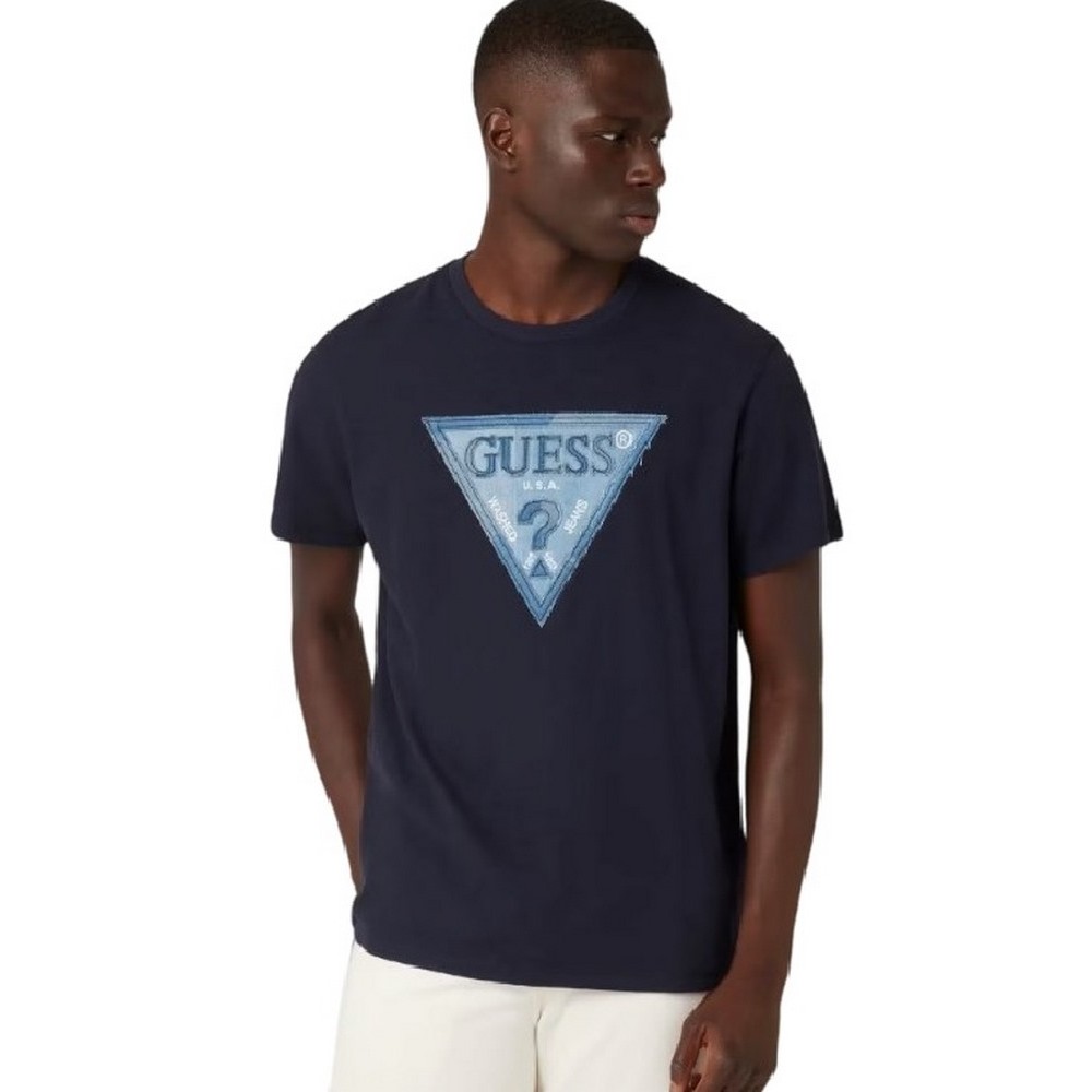 GUESS TRIANGLE PATCH T-SHIRT ΜΠΛΟΥΖΑ ΑΝΔΡΙΚΗ NAVY