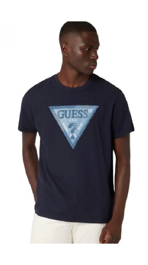 GUESS TRIANGLE PATCH T-SHIRT ΜΠΛΟΥΖΑ ΑΝΔΡΙΚΗ NAVY