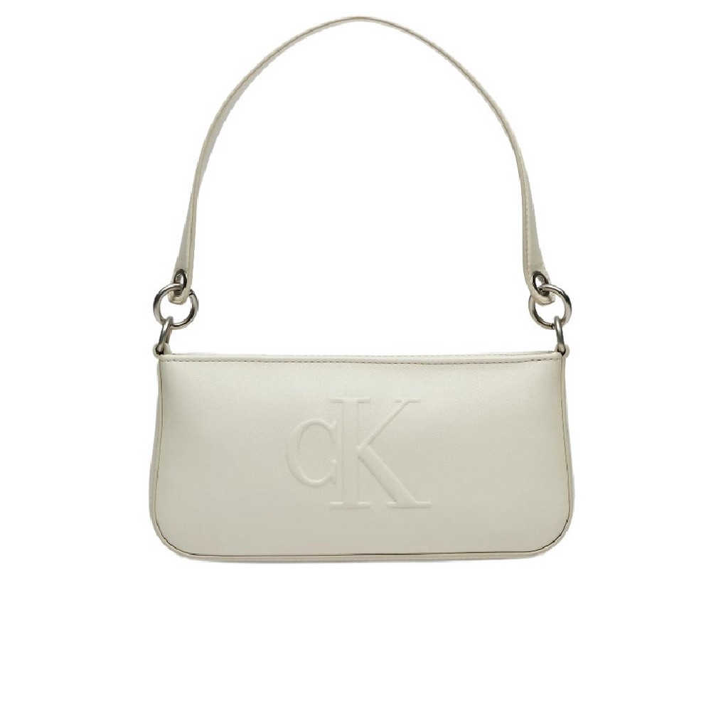 CALVIN KLEIN JEANS SCULPTED SHOULDER POUCH25 DEBOSS ΤΣΑΝΤΑ ΓΥΝΑΙΚΕΙΑ ECRU