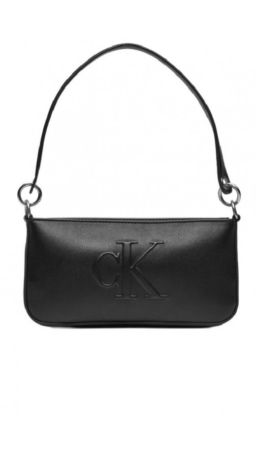 CALVIN KLEIN SCULPTED SHOULDER POUCH25 DEBOSS ΤΣΑΝΤΑ ΓΥΝΑΙΚΕΙΑ BLACK