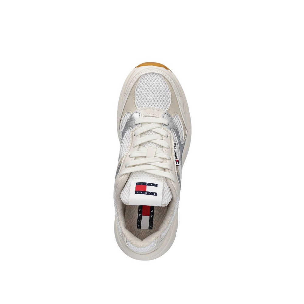 TOMMY JEANS THE CONEY METALLIC ΠΑΠΟΥΤΣΙ ΓΥΝΑΙΚΕΙΟ WHITE SILVER