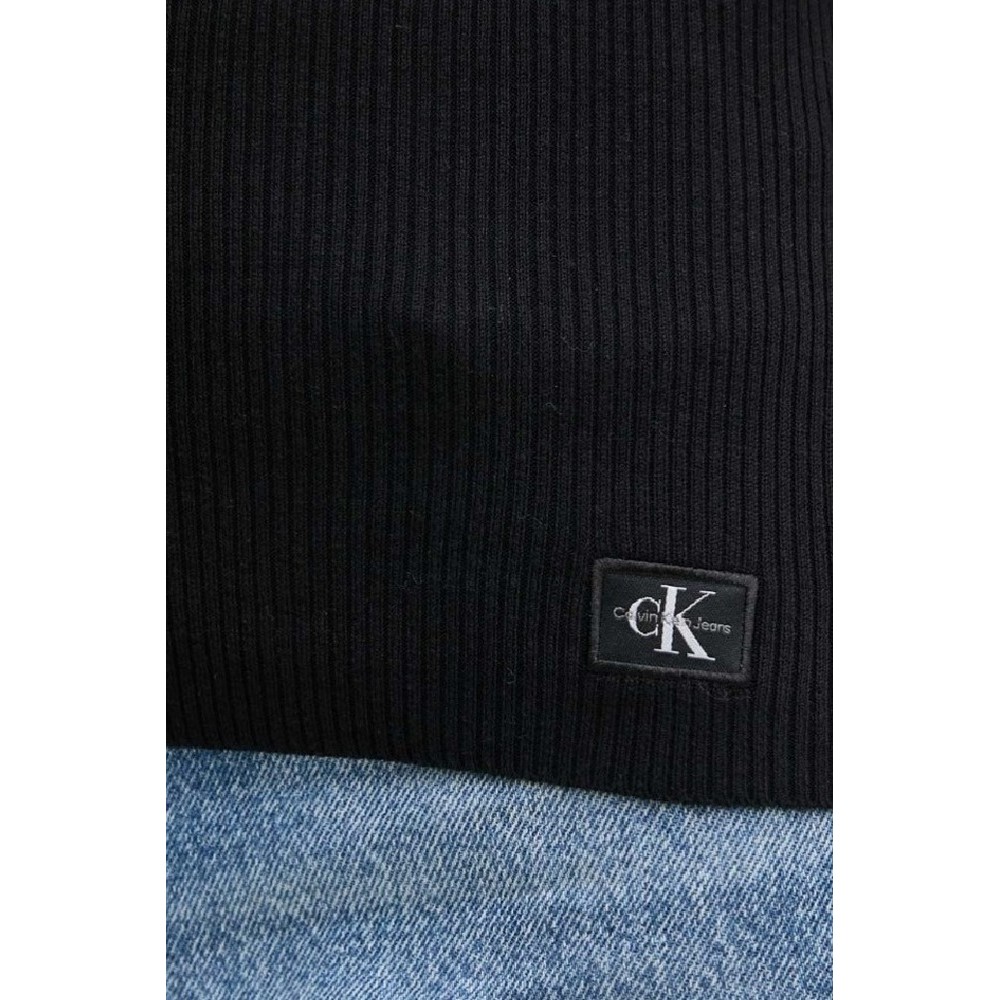 CALVIN KLEIN JEANS WOVEN LABEL ROLL NECK SWEATER ΜΠΛΟΥΖΑ ΓΥΝΑΙΚΕΙΑ BLACK