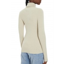 CALVIN KLEIN JEANS WOVEN LABEL ROLL NECK SWEATER ΜΠΛΟΥΖΑ ΓΥΝΑΙΚΕΙΑ BEIGE