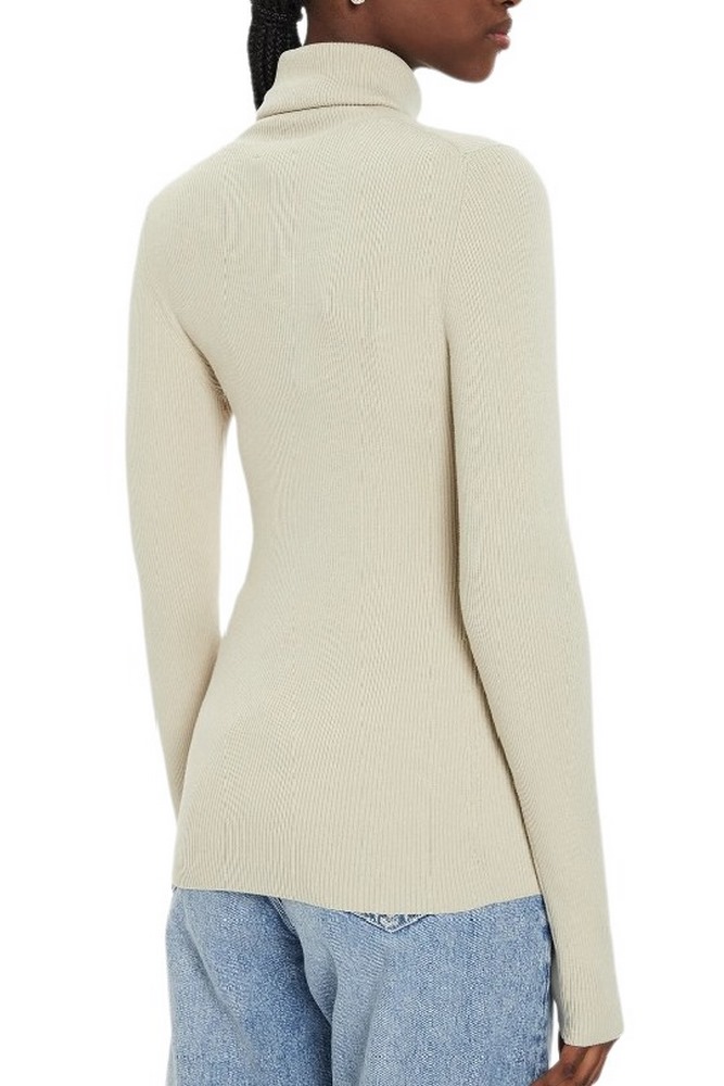 CALVIN KLEIN JEANS WOVEN LABEL ROLL NECK SWEATER ΜΠΛΟΥΖΑ ΓΥΝΑΙΚΕΙΑ BEIGE