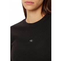 CALVIN KLEIN JEANS WOVEN LABEL RIB LS TOP ΜΠΛΟΥΖΑ ΓΥΝΑΙΚΕΙΑ BLACK