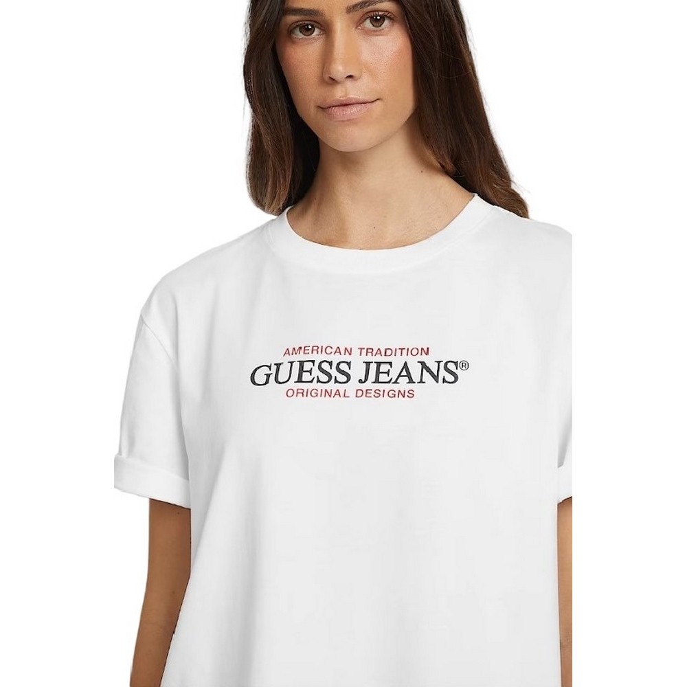 GUESS JEANS AMERICAN T-SHIRT ΜΠΛΟΥΖΑ ΓΥΝΑΙΚΕΙΑ WHITE