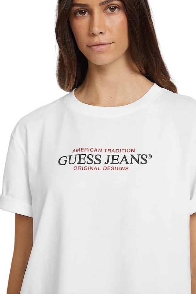 GUESS JEANS AMERICAN T-SHIRT ΜΠΛΟΥΖΑ ΓΥΝΑΙΚΕΙΑ WHITE