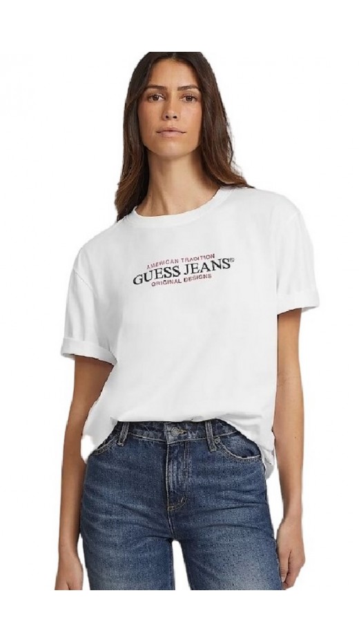 GUESS JEANS AMERICAN T-SHIRT ΜΠΛΟΥΖΑ ΓΥΝΑΙΚΕΙΑ WHITE