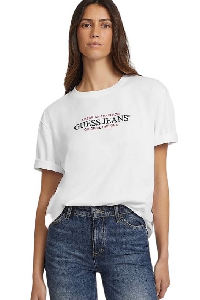 GUESS JEANS AMERICAN T-SHIRT ΜΠΛΟΥΖΑ ΓΥΝΑΙΚΕΙΑ WHITE