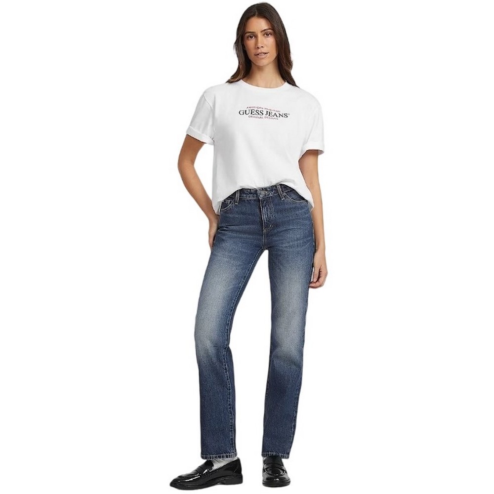 GUESS JEANS AMERICAN T-SHIRT ΜΠΛΟΥΖΑ ΓΥΝΑΙΚΕΙΑ WHITE