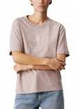 CALVIN KLEIN JEANS EMBROIDERED MONOLOGO TEE T-SHIRT ΜΠΛΟΥΖΑ ΓΥΝΑΙΚΕΙΑ BEIGE