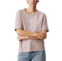 CALVIN KLEIN JEANS EMBROIDERED MONOLOGO TEE T-SHIRT ΜΠΛΟΥΖΑ ΓΥΝΑΙΚΕΙΑ BEIGE