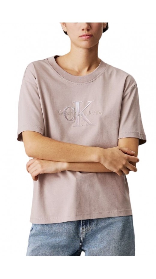 CALVIN KLEIN JEANS EMBROIDERED MONOLOGO TEE T-SHIRT ΜΠΛΟΥΖΑ ΓΥΝΑΙΚΕΙΑ BEIGE