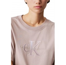 CALVIN KLEIN JEANS EMBROIDERED MONOLOGO TEE T-SHIRT ΜΠΛΟΥΖΑ ΓΥΝΑΙΚΕΙΑ BEIGE