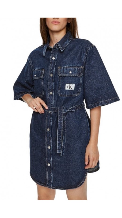 CALVIN KLEIN JEANS UTILITY BELTED SHIRT DRESS ΦΟΡΕΜΑ ΓΥΝΑΙΚΕΙΟ BLUΕ DENIM