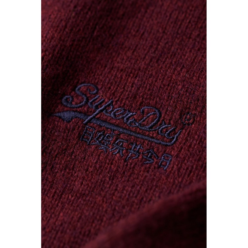 SUPERDRY D2 OVIN ESSENTIAL EMB KNIT HALF ZIP ΜΠΛΟΥΖΑ ΠΛΕΚΤΗ ΑΝΔΡΙΚΗ BORDEAUX