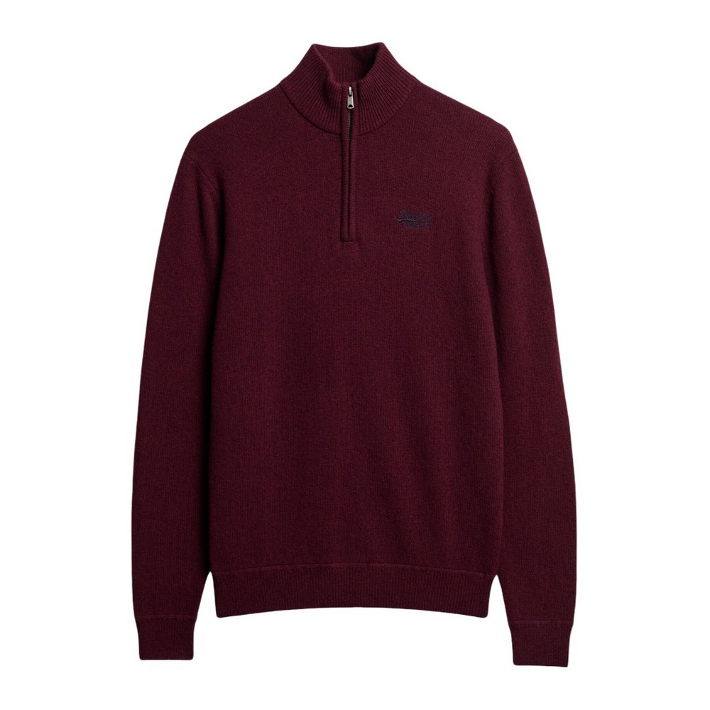 SUPERDRY D2 OVIN ESSENTIAL EMB KNIT HALF ZIP ΜΠΛΟΥΖΑ ΠΛΕΚΤΗ ΑΝΔΡΙΚΗ BORDEAUX