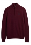 SUPERDRY D2 OVIN ESSENTIAL EMB KNIT HALF ZIP ΜΠΛΟΥΖΑ ΠΛΕΚΤΗ ΑΝΔΡΙΚΗ BORDEAUX