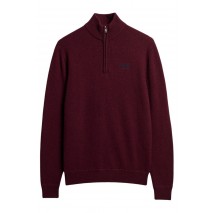 SUPERDRY D2 OVIN ESSENTIAL EMB KNIT HALF ZIP ΜΠΛΟΥΖΑ ΠΛΕΚΤΗ ΑΝΔΡΙΚΗ BORDEAUX