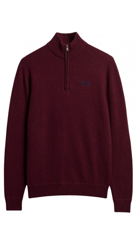 SUPERDRY D2 OVIN ESSENTIAL EMB KNIT HALF ZIP ΜΠΛΟΥΖΑ ΠΛΕΚΤΗ ΑΝΔΡΙΚΗ BORDEAUX