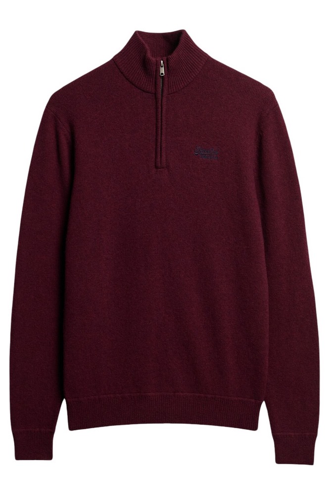 SUPERDRY D2 OVIN ESSENTIAL EMB KNIT HALF ZIP ΜΠΛΟΥΖΑ ΠΛΕΚΤΗ ΑΝΔΡΙΚΗ BORDEAUX