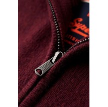 SUPERDRY D2 OVIN ESSENTIAL EMB KNIT HALF ZIP ΜΠΛΟΥΖΑ ΠΛΕΚΤΗ ΑΝΔΡΙΚΗ BORDEAUX