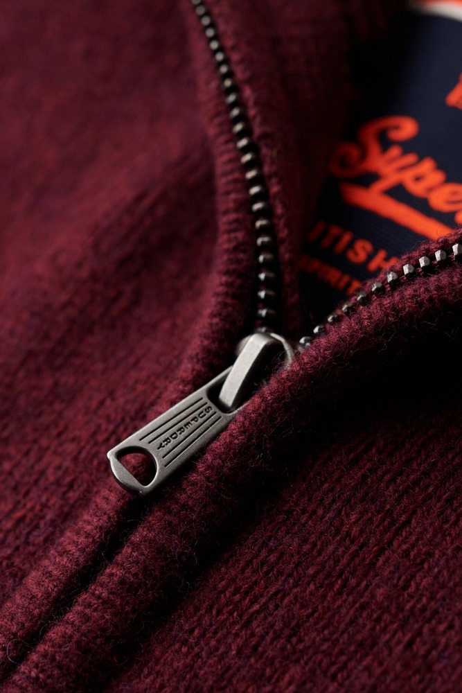 SUPERDRY D2 OVIN ESSENTIAL EMB KNIT HALF ZIP ΜΠΛΟΥΖΑ ΠΛΕΚΤΗ ΑΝΔΡΙΚΗ BORDEAUX