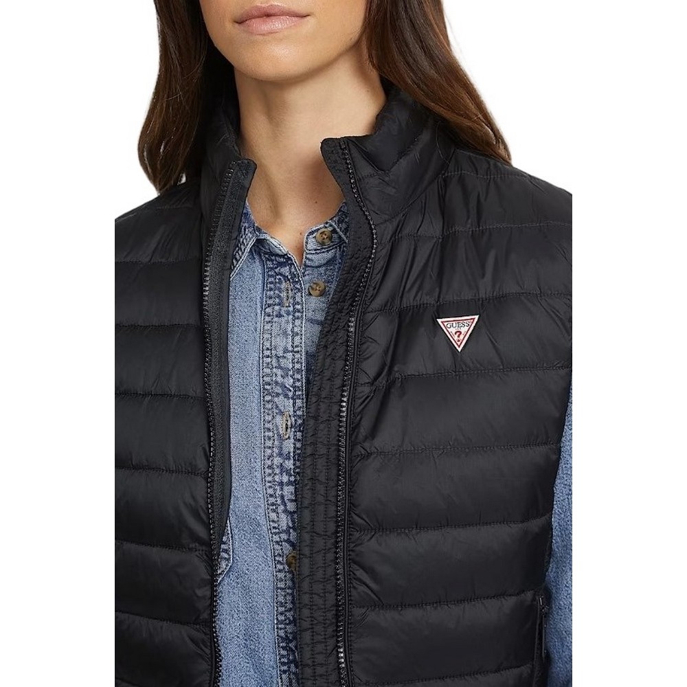 GUESS JEANS PUFFER VEST ΓΙΛΕΚΟ ΜΠΟΥΦΑΝ ΓΥΝΑΙΚΕΙΟ BLACK