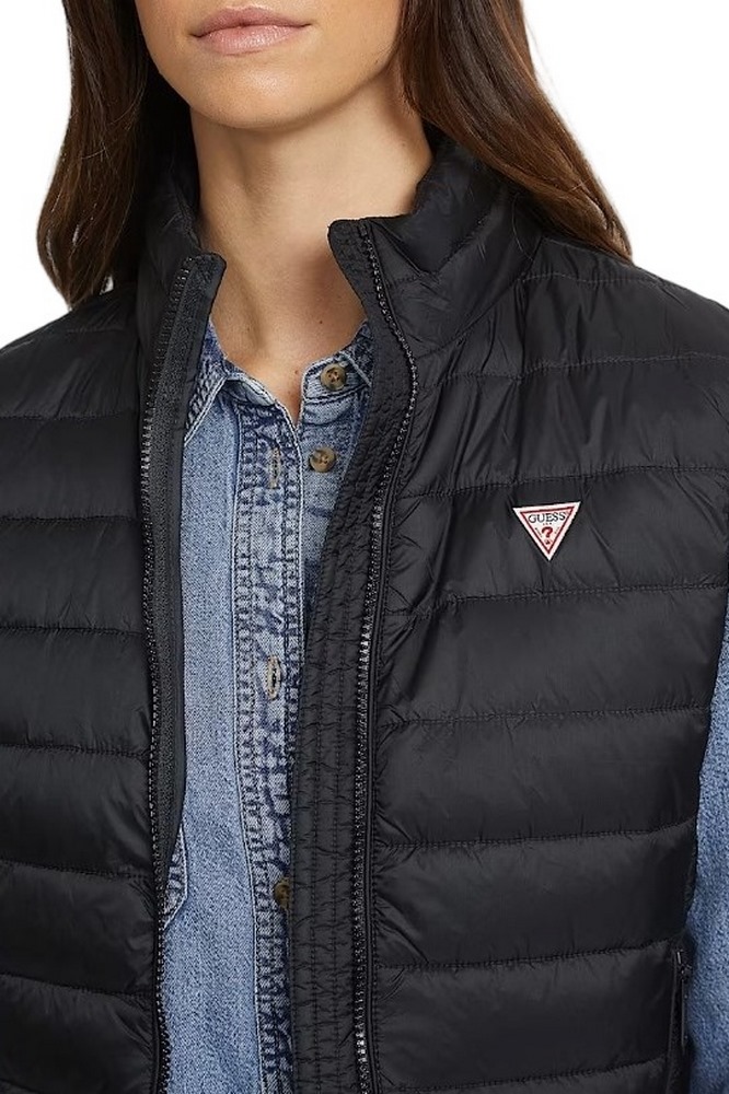 GUESS JEANS PUFFER VEST ΓΙΛΕΚΟ ΜΠΟΥΦΑΝ ΓΥΝΑΙΚΕΙΟ BLACK